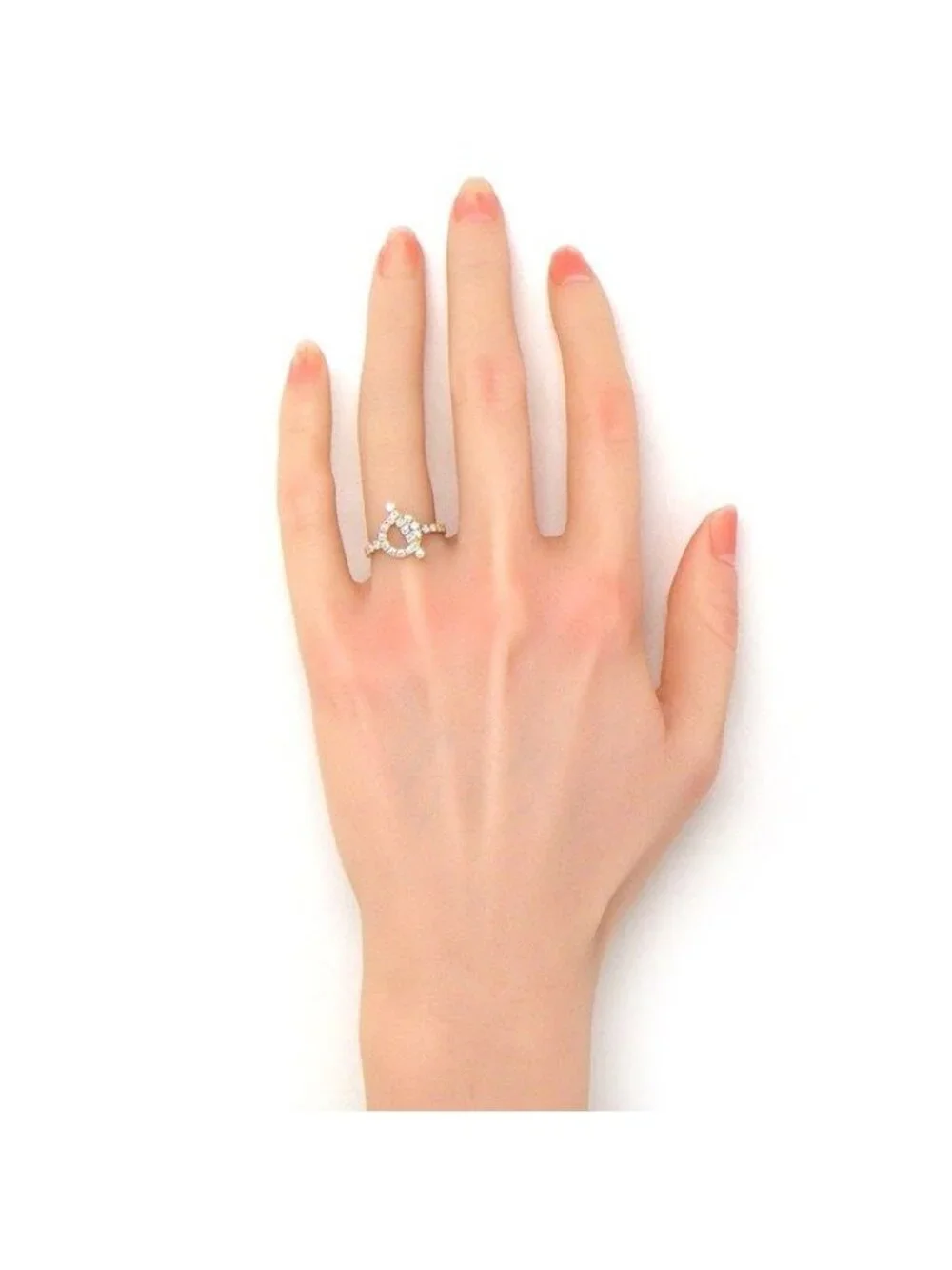 Hermes Ring Fitness Toggle Motif Half Circle Points Diamond PG